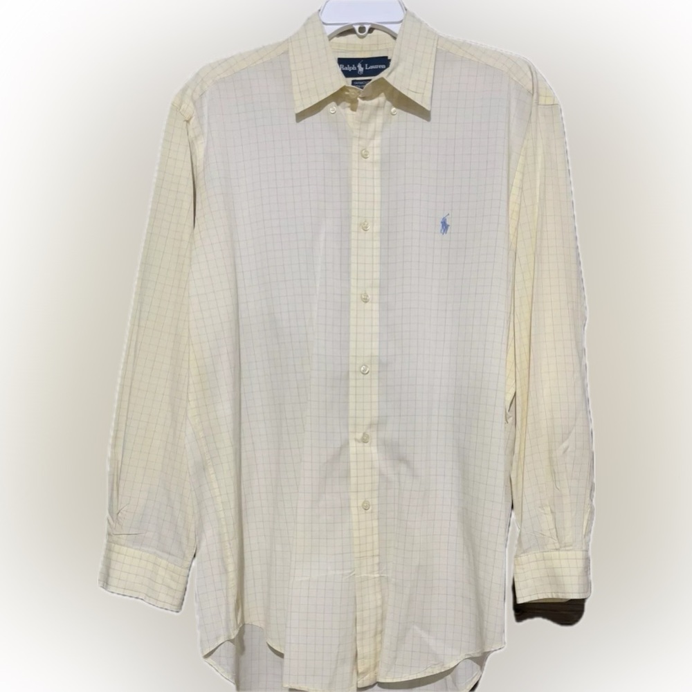 Ralph Lauren Dress Business Shirt Mens Yarmouth Oxford Button Down Yello…